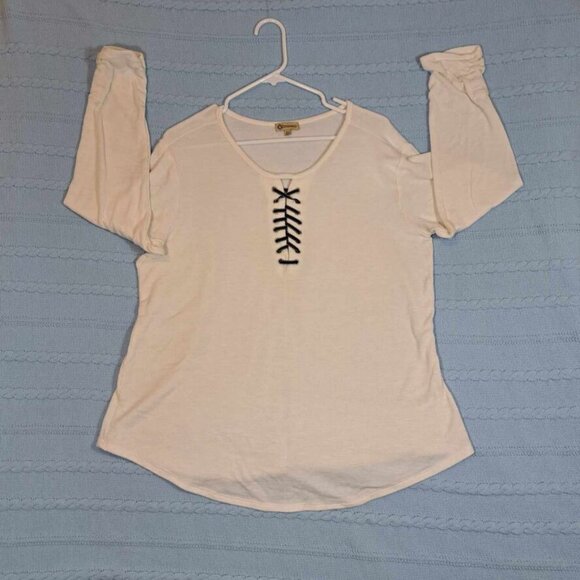 Democracy Women's 3/4‎ Sleeves Pullover Top Size XL Round Neck Heather Beige - Picture 4 of 14